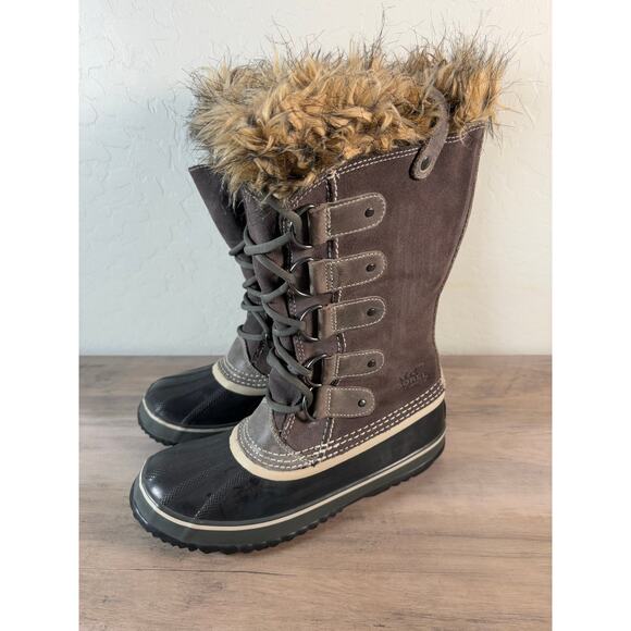 Sorel Womens NL 1540-051 Joan of Arctic Browns Suede Tall Winter Boots sz 8 - Picture 1 of 7